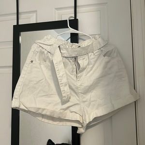 Cotton on white paper bag shorts with belt